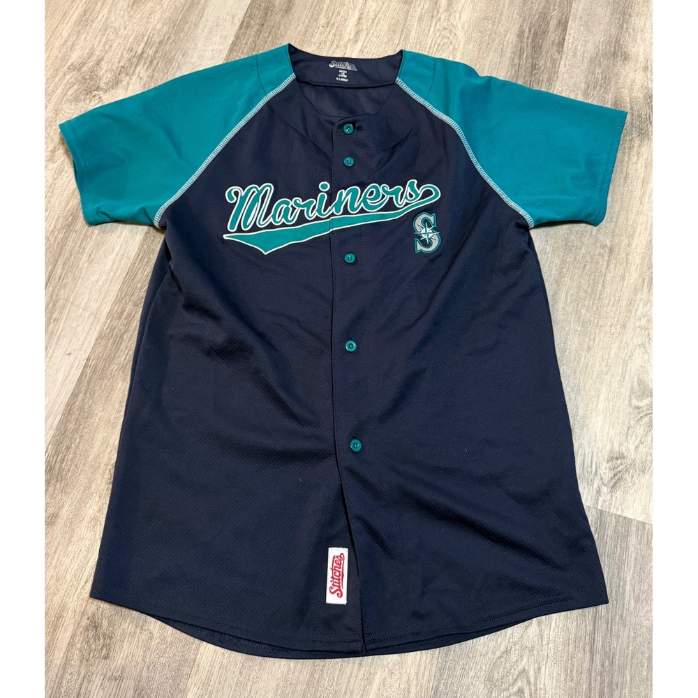 Stitches Seattle Mariners Baseball Jersey Navy Teal boys XL 84493Y